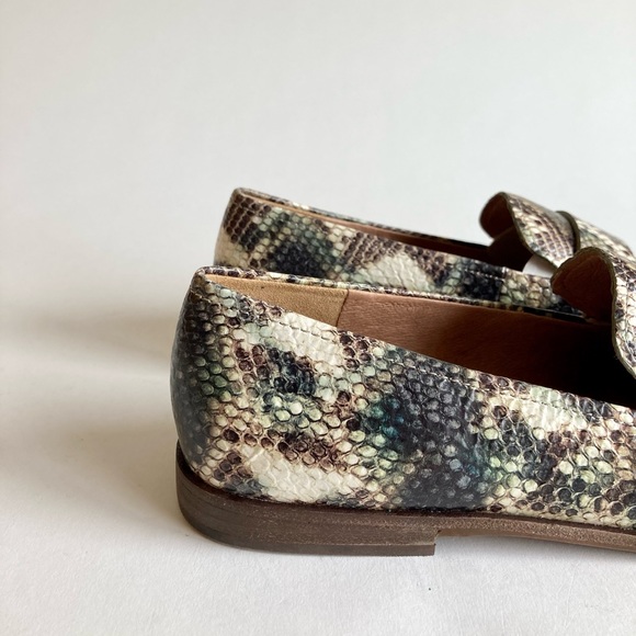 New Madewell Green Brown Beige Snake Skin Leather Loafers size 7.5 - Picture 4 of 13
